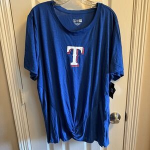 NWT ‎ Texas Rangers Womens T Shirt Size 3XL Blue New Era Plus Size Logo